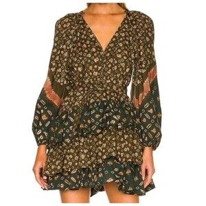 Ulla Johnson Miranda Jasper Tiered Ruffle Dress Shibori Print Belted Size 2